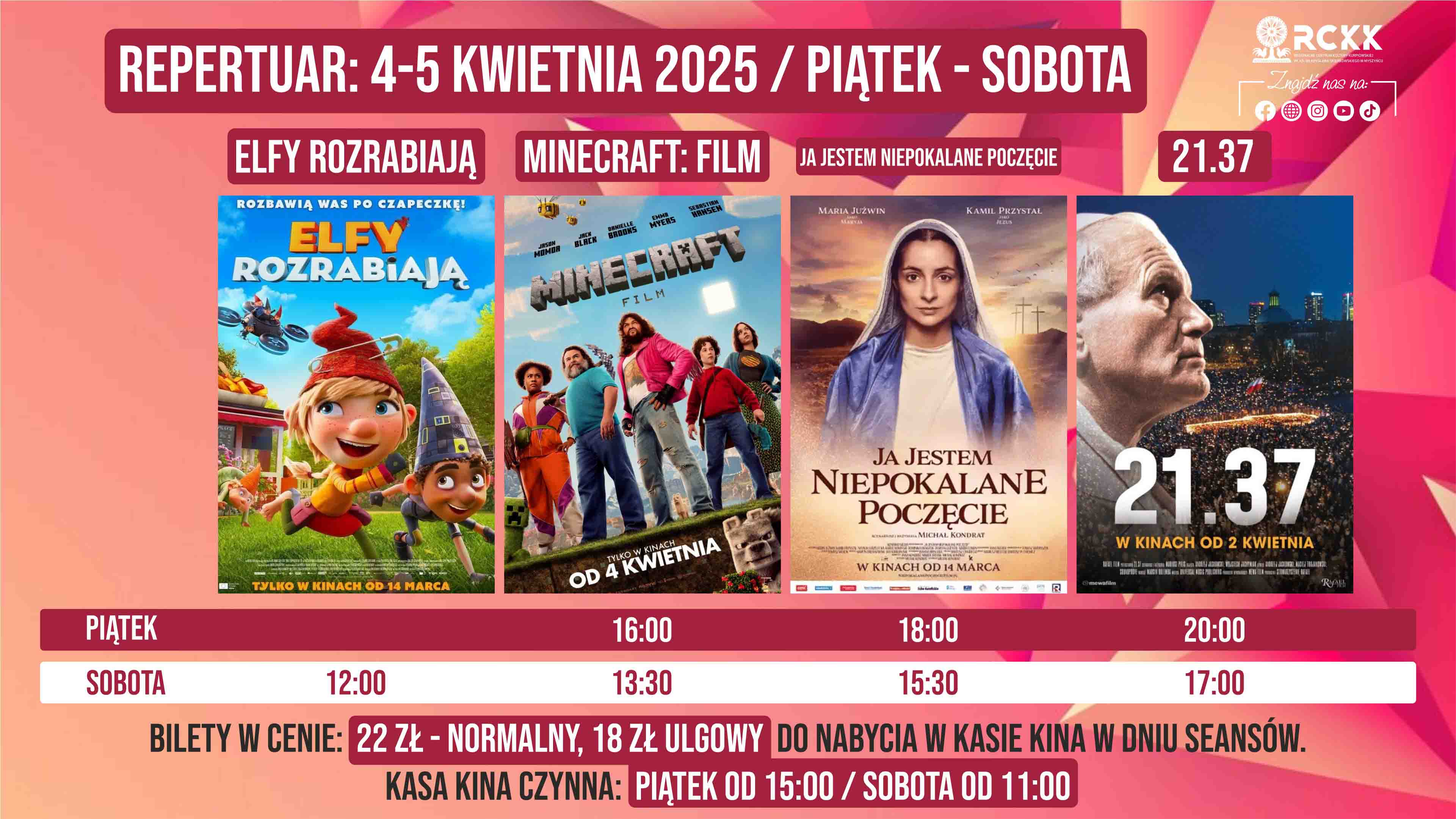4-5 kwietnia 2025 r. | Weekendowe projekcje filmowe