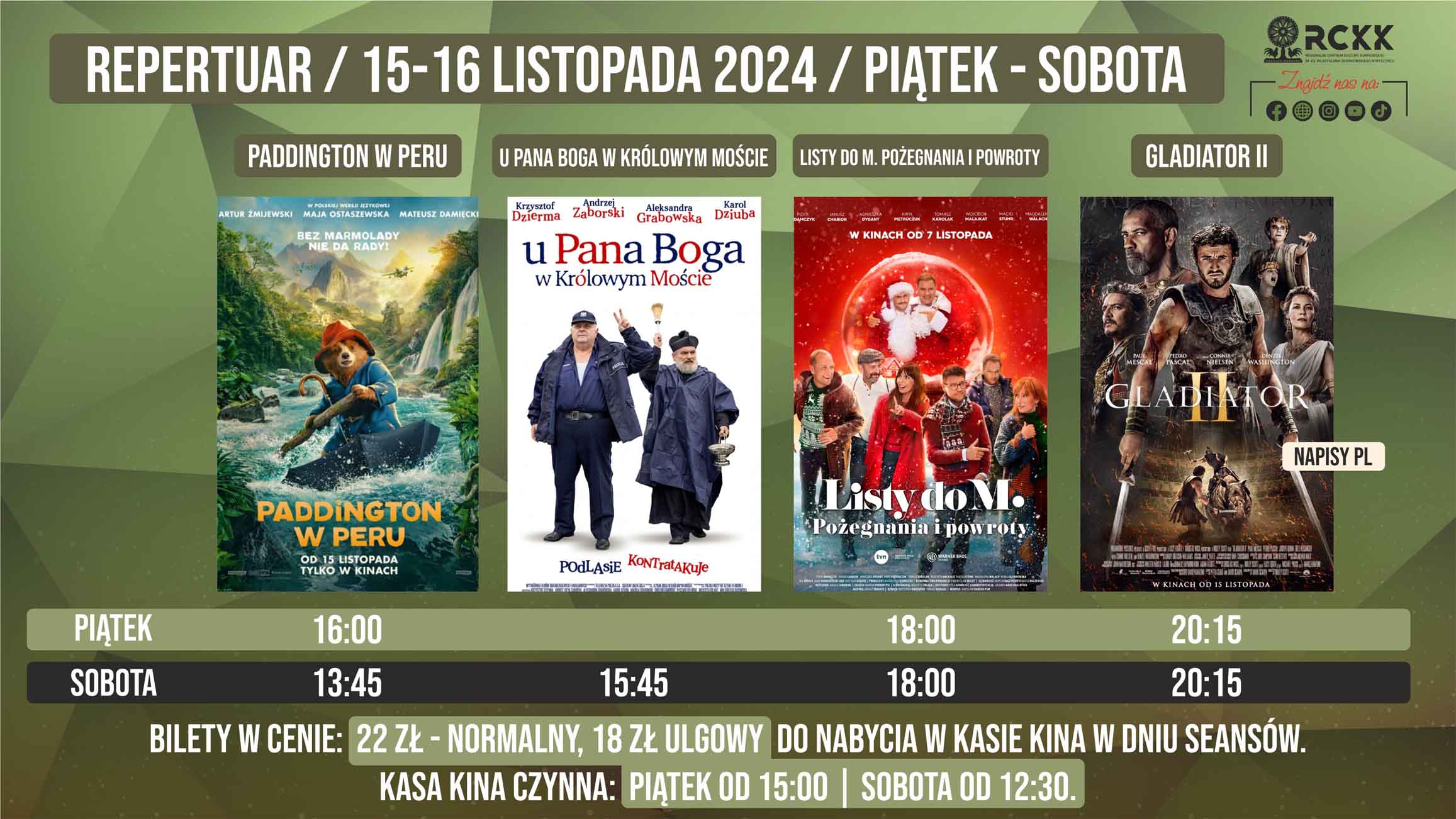 15-16 listopada 2024 r. | Weekendowe projekcje filmowe