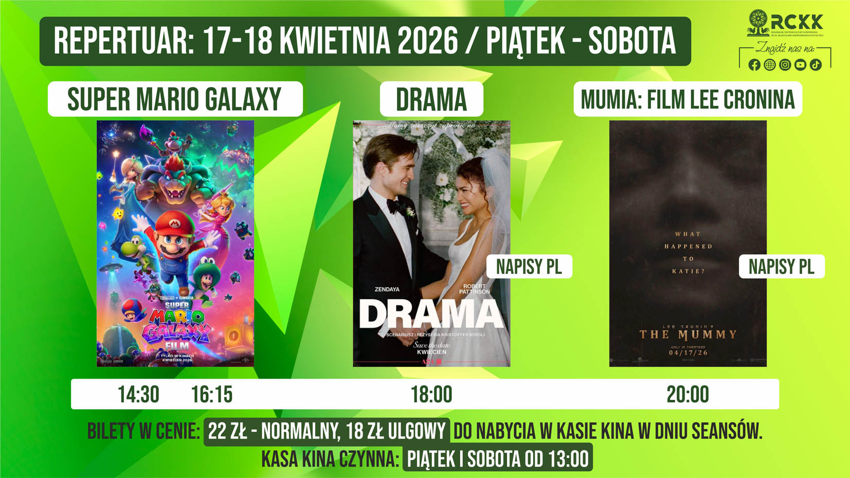 17-18 kwietnia 2026 r. | Weekendowe projekcje filmowe