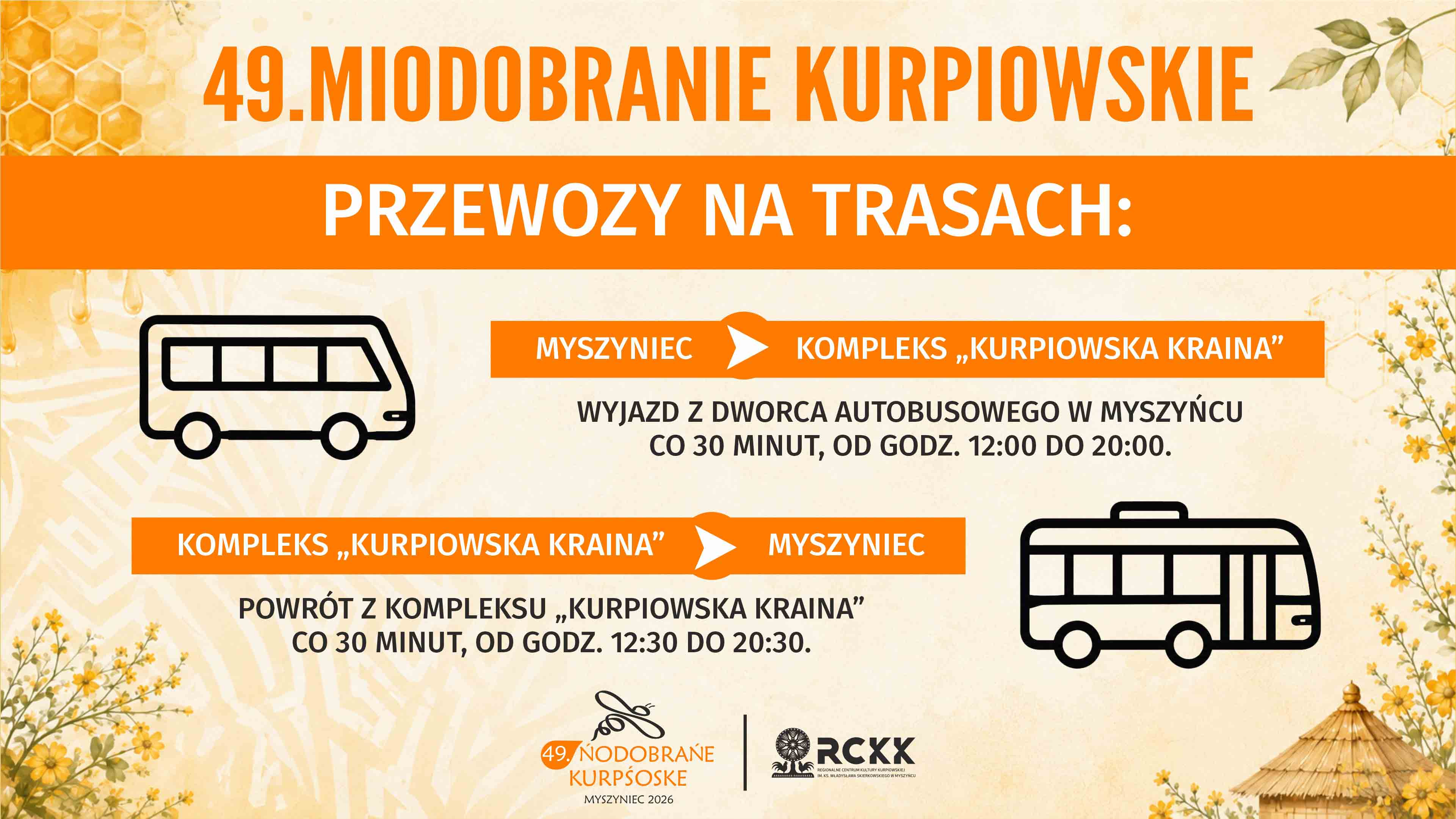 30 sierpnia 2026 r. | Przejazdy autobusowe - 49. Miodobranie Kurpiowskie